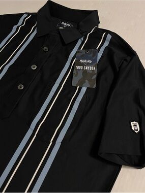 NWT Footjoy Todd Snyder Striped Golf Polo Shirt SMALL Black BRAND NEW